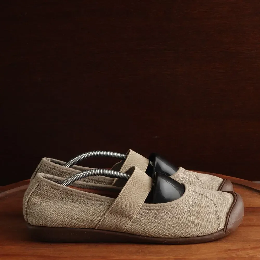 Keen Flats Womens Size 10 Beige Sienna Canvas Mary Jane Slip On Casual Shoes